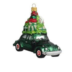 Decor By Glassor Sklenené vianočné autíčko s darčekmi Decor by Glassor