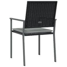 Vidaxl Záhradné stoličky s vankúšmi 6ks čierne 54x62,5x89 cm polyratan