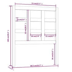 Vidaxl Čelo postele biele 80,4x4x100 cm masívna borovica