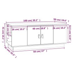 Vidaxl Konferenčný stolík sivý 100x50x41 cm masívna borovica