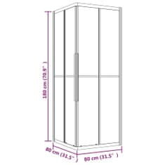 Vidaxl Sprchovací kút matné ESG 80x80x180 cm čierny