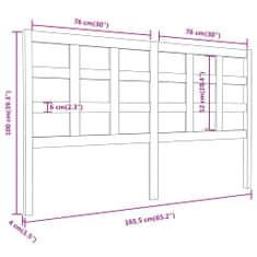 Vidaxl Čelo postele sivé 165,5x4x100 cm masívna borovica