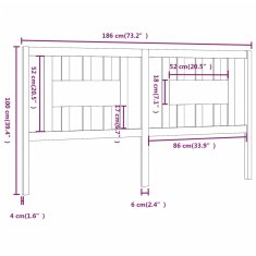 Vidaxl Čelo postele čierne 186x4x100 cm masívna borovica