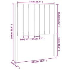 Vidaxl Čelo postele sivé 80,5x4x100 cm masívna borovica
