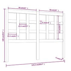 Vidaxl Čelo postele čierne 125,5x4x100 cm masívna borovica