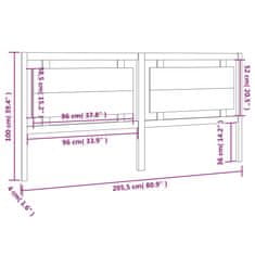 Vidaxl Čelo postele medovo-hnedé 205,5x4x100 cm masívna borovica