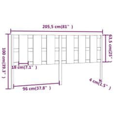 Vidaxl Čelo postele čierne 205,5x4x100 cm masívna borovica