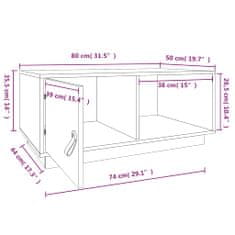 Vidaxl Konferenčný stolík biely 80x50x35,5 cm borovicový masív