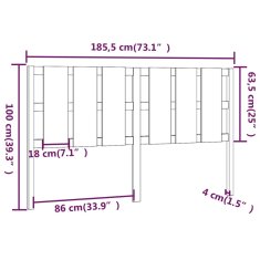 Vidaxl Čelo postele medovo-hnedé 185,5x4x100 cm masívna borovica