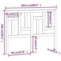 Vidaxl Čelo postele biele 205,5x4x100 cm masívna borovica