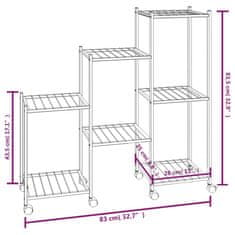 Vidaxl Stojan na kvety s kolieskami 83x25x83,5 cm čierny železný