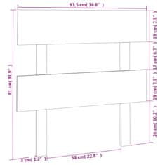 Vidaxl Čelo postele biele 93,5x3x81 cm masívna borovica