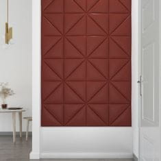 Vidaxl Nástenné panely 12 ks vínovo-červené 30x30cm umelá koža 0,54 m²