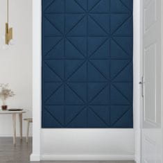 Vidaxl Nástenné panely 12 ks modré 30x30 cm zamatové 0,54 m²