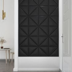 Vidaxl Nástenné panely 12 ks čierne 30x30 cm umelá koža 0,54 m²