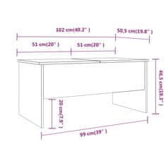 Vidaxl Konferenčný stôl lesklý biely 102x50,5x46,5cm spracované drevo