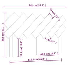 Vidaxl Čelo postele 141x3x80,5 cm masívna borovica