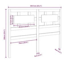 Vidaxl Čelo postele sivé 165,5x4x100 cm masívna borovica