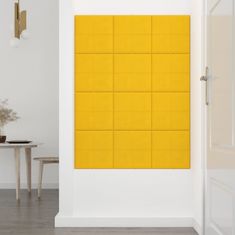 Vidaxl Nástenné panely 12 ks žlté 30x30 cm zamatové 1,08 m²