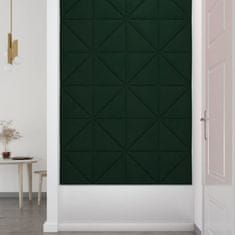 Vidaxl Nástenné panely 12 ks tmavozelené 30x30 cm zamat 0,54 m²