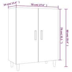 Vidaxl Komoda dymový dub 70x34x90 cm spracované drevo