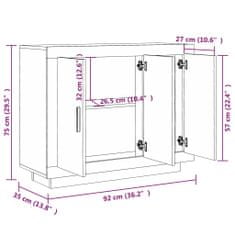 Vidaxl Komoda sivý dub sonoma 92x35x75 cm spracované drevo