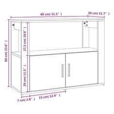 Vidaxl Komoda sivý dub sonoma 80x30x60 cm spracované drevo