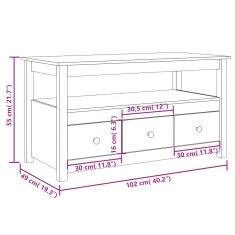 Vidaxl Konferenčný stolík biely 102x49x55 cm borovicový masív