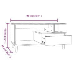 Vidaxl Konferenčný stolík betónový sivý 90x49x45 cm spracované drevo