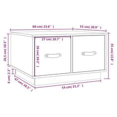 Vidaxl Konferenčný stolík sivý 60x53x35 cm borovicový masív