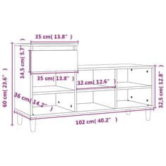 Vidaxl Botník lesklý biely 102x36x60 cm spracované drevo