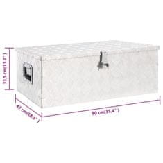 Vidaxl Úložný box strieborný 90x47x33,5 cm hliník