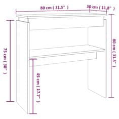 Vidaxl Konzolový stolík sivý dub sonoma 80x30x80 cm spracované drevo