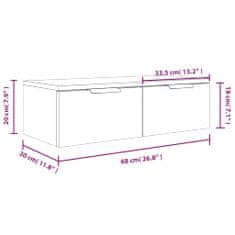 Vidaxl Nástenné skrinky 2 ks hnedý dub 68x30x20 cm spracované drevo