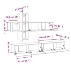 Vidaxl 7-dielna súprava TV skriniek sivý dub sonoma spracované drevo