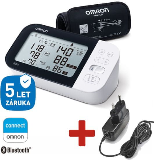 Omron M7 Intelli IT s AFib, digitálny ramenný tlakomer + napájací zdroj