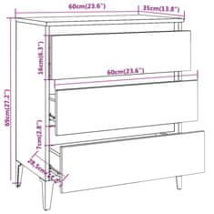 Vidaxl Komoda hnedý dub 60x35x69 cm spracované drevo