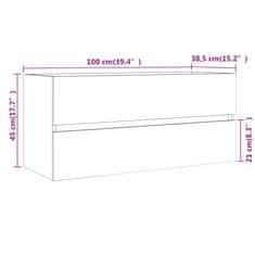 Vidaxl Umývadlová skrinka sivá sonoma 100x38,5x45 cm spracované drevo