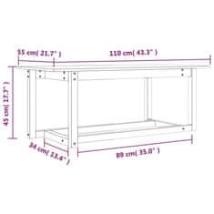 Vidaxl Konferenčný stolík biely 110x55x45 cm borovicový masív