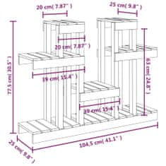 Vidaxl Stojan na rastliny medovohnedý 104,5x25x77,5cm masívna borovica