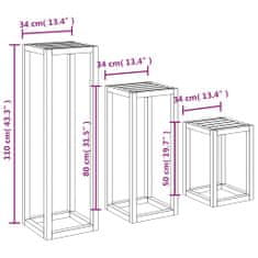 Vidaxl 3-dielna súprava stojanov na kvetináče biela borovicové drevo