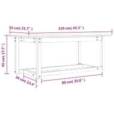 Vidaxl Konferenčný stolík čierny 110x55x45 cm borovicový masív