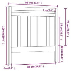 Vidaxl Čelo postele biele 95x4x100 cm masívna borovica