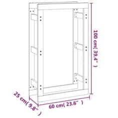 Vidaxl Stojan na palivové drevo medový 60x25x100 cm masívna borovica