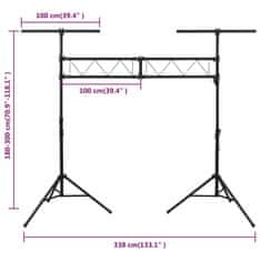 Vidaxl Osvetľovací stojan čierny 338x115x(180-300) cm oceľ