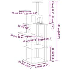 Vidaxl Škrabadlo pre mačky so sisalovými stĺpikmi bledosivé 153 cm