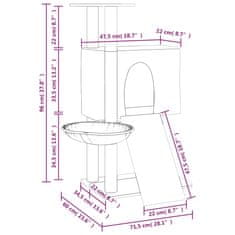 Vidaxl Škrabadlo pre mačky so sisalovými stĺpikmi bledosivé 96 cm