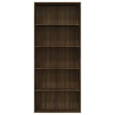 Vidaxl 5-poschodová knižnica hnedý dub 80x30x189 cm spracované drevo