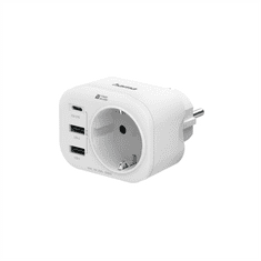 HAMA zásuvková USB nabíjačka, 1x el. zásuvka, 1x USB-C PD, 2x USB-A, 20 W