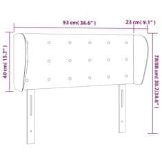 Vidaxl Čelo postele so záhybmi bledosivé 93x23x78/88 cm zamat